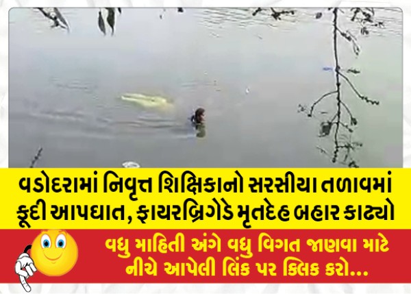 MailVadodara.com - Retired-teacher-commits-suicide-by-jumping-into-Sarsia-lake-in-Vadodara-fire-brigade-recovers-body