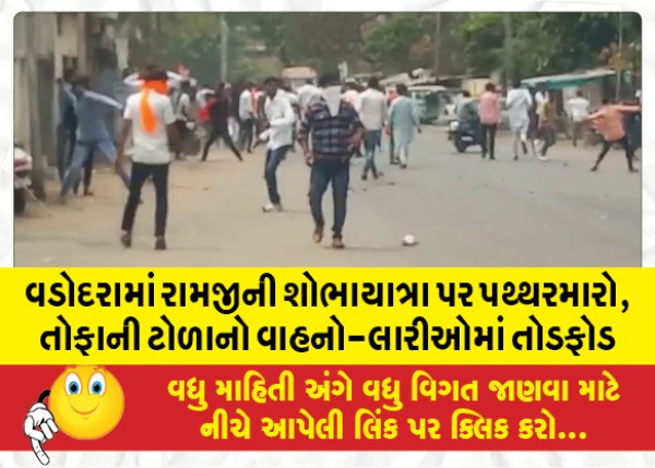 MailVadodara.com - Stone-pelting-at-Ramji-procession-in-Vadodara-vandalizing-of-vehicles-lorries-by-riotous-mobs-A-police-convoy-reached-the-spot