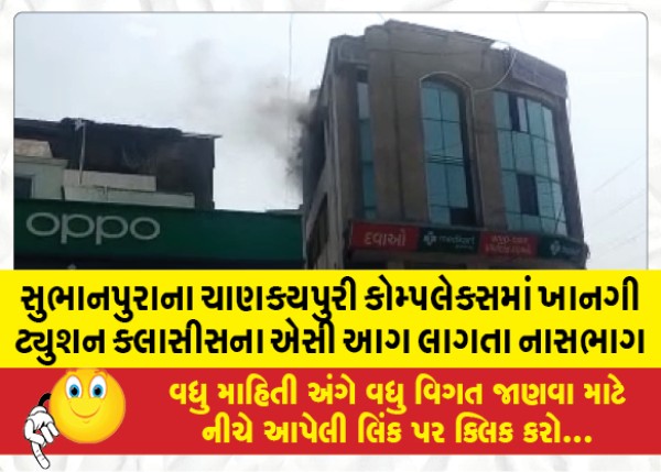 MailVadodara.com - AC-fire-of-private-tuition-classes-in-Subhanpura-Chanakyapuri-complex-flees