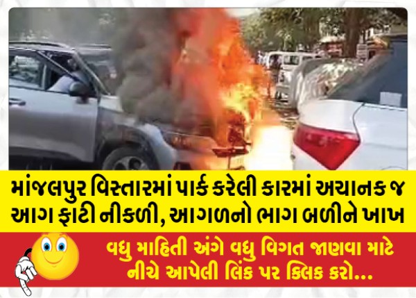 MailVadodara.com - A-car-parked-in-Manjalpur-area-suddenly-burst-into-flames-gutting-the-front