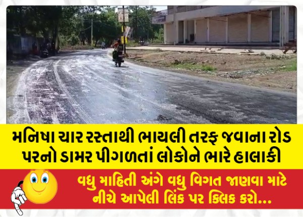 MailVadodara.com - Asphalt-on-the-road-leading-from-Manisha-Char-road-to-Bhayli-melted-causing-great-distress-to-people