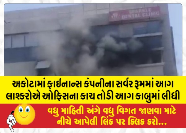 MailVadodara.com - The-fire-brigade-broke-the-glass-of-the-office-and-put-out-the-fire-in-the-server-room-of-the-finance-company-in-Akota