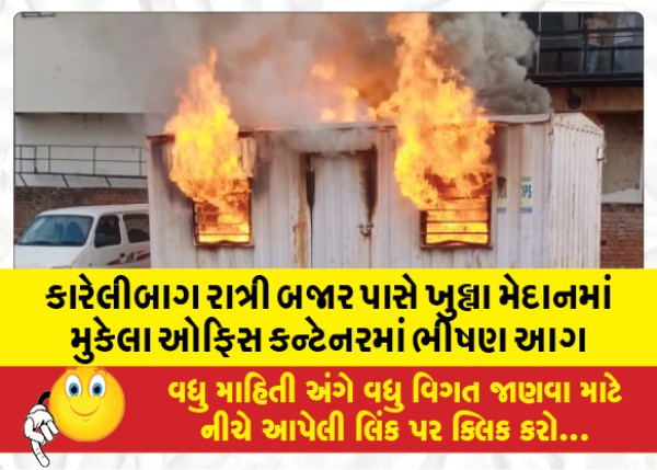 MailVadodara.com - Fierce-fire-broke-out-in-an-office-container-placed-in-an-open-field-near-Karelibagh-night-market