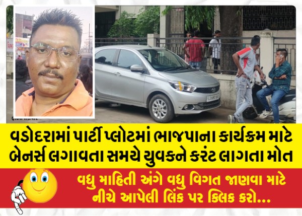 MailVadodara.com - A-youth-was-electrocuted-to-death-while-putting-up-banners-for-a-BJP-program-in-a-party-plot-in-Vadodara