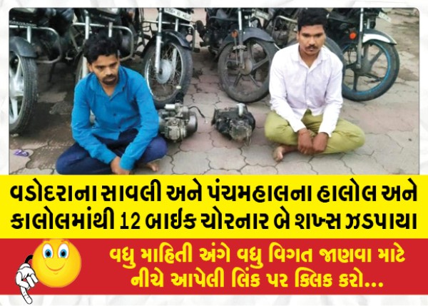 MailVadodara.com - Two-persons-arrested-for-stealing-12-bikes-from-Savli-in-Vadodara-and-Halol-and-Kalol-in-Panchmahal