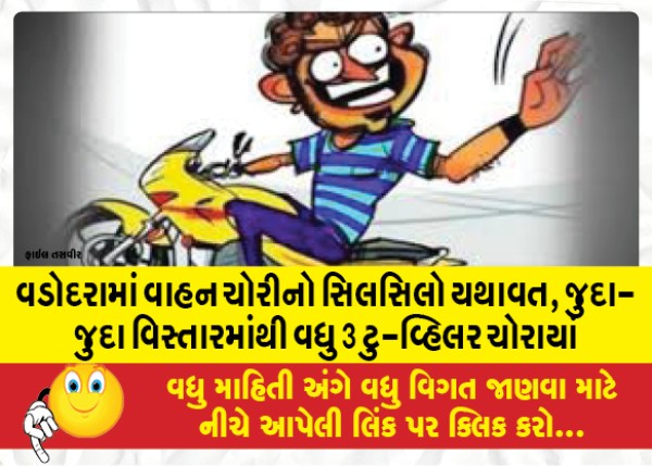 MailVadodara.com - Vehicle-theft-continues-in-Vadodara-3-more-two-wheelers-stolen-from-different-areas