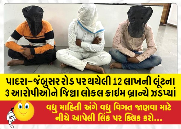 MailVadodara.com - District-Local-Crime-Branch-arrested-3-accused-of-12-lakh-robbery-on-Padra-Jambusar-road