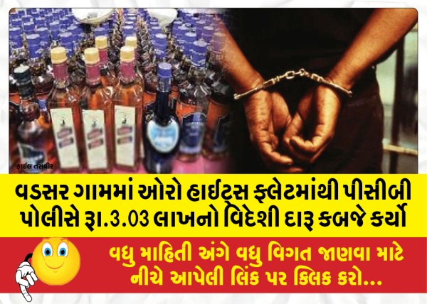 MailVadodara.com - PCB-police-seized-foreign-liquor-worth-Rs-3-03-lakh-from-Oro-Heights-flat-in-Vadsar-village