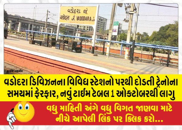 MailVadodara.com - Change-in-timings-of-trains-running-from-various-stations-of-Vadodara-Division-new-time-table-effective-from-1st-October