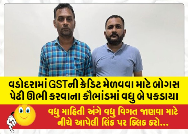 MailVadodara.com - Two-more-caught-in-scam-of-setting-up-bogus-firm-to-avail-GST-credit-in-Vadodara