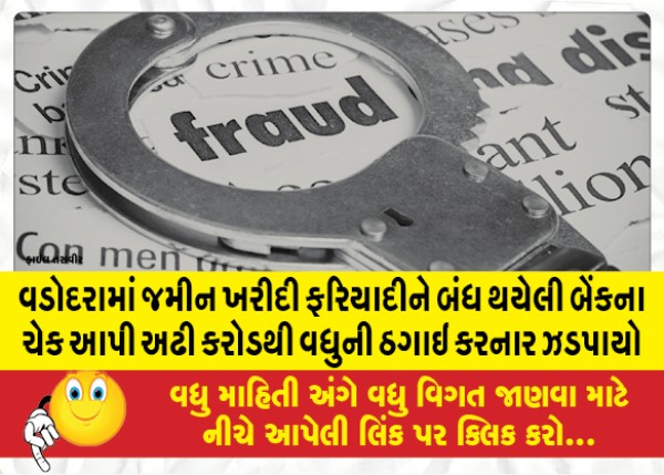 MailVadodara.com - In-Vadodara-a-fraudster-of-more-than-two-and-a-half-crores-was-caught-by-giving-a-check-of-a-closed-bank-to-the-land-purchase-complainant