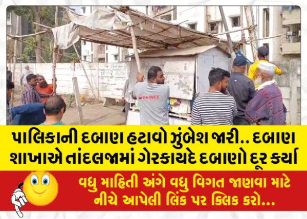 MailVadodara.com - Municipal-pressure-removal-campaign-launched-Pressure-branch-removed-illegal-pressures-in-Tandalja