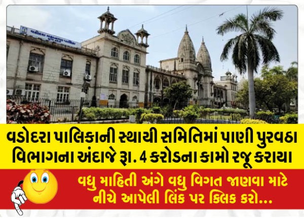 MailVadodara.com - Vadodara-Municipality-Standing-Committee-of-Water-Supply-Department-estimated-Rs-4-crore-works-presented