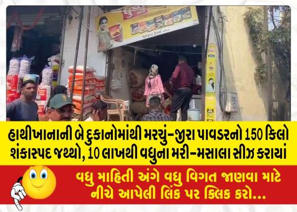 MailVadodara.com - Suspicious-amount-of-150-kg-of-chili-jeera-powder-over-10-lakhs-worth-of-chili-masala-seized-from-two-shops-in-Hathikhana