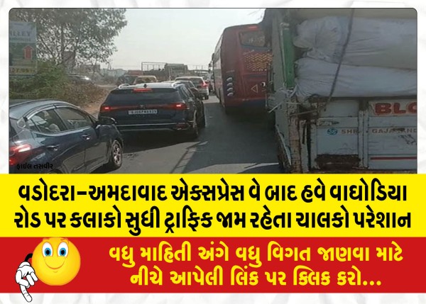 MailVadodara.com - After-the-Vadodara-Ahmedabad-Expressway-now-the-drivers-are-troubled-by-traffic-jams-for-hours-on-Waghodia-Road