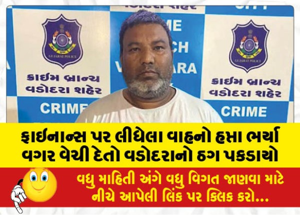 MailVadodara.com - A-Vadodara-thug-was-caught-selling-vehicles-taken-on-finance-without-paying-installments
