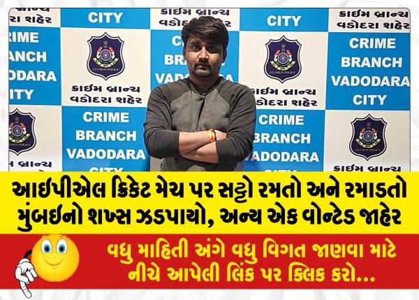 MailVadodara.com - Mumbai-man-caught-betting-and-playing-on-IPL-cricket-match-another-wanted-declared