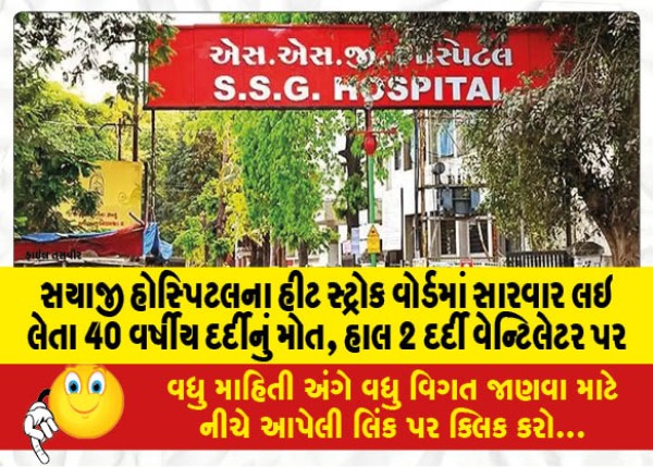 MailVadodara.com - A-40-year-old-patient-died-while-being-treated-in-the-heat-stroke-ward-of-Sayaji-Hospital-2-patients-are-currently-on-ventilators