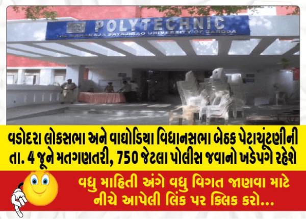 MailVadodara.com - Vadodara-Lok-Sabha-and-Waghodia-assembly-seat-by-election--Counting-of-votes-on-June-4-around-750-policemen-will-be-on-the-alert