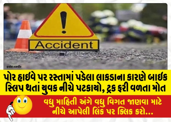 MailVadodara.com - A-young-man-fell-down-after-his-bike-slipped-due-to-a-tree-lying-on-the-road-on-Pore-Highway-the-truck-rolled-over-and-died