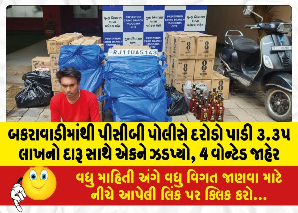 MailVadodara.com - PCB-Police-raided-from-Bakrawadi-arrested-one-with-liquor-worth-3-35-lakhs-4-wanted-declared