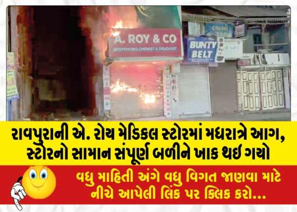 MailVadodara.com - Ravpurani-A.-Midnight-fire-in-Roy-Medical-Store-the-goods-of-the-store-were-completely-burnt