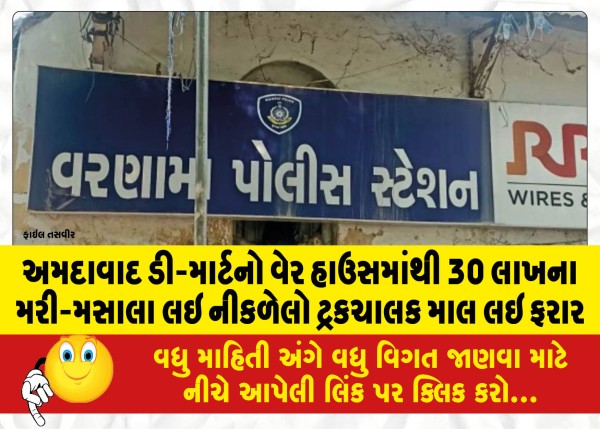 MailVadodara.com - Ahmedabad-D-Mart-warehouse-truck-driver-who-took-pepper-and-spices-worth-30-lakhs-absconded-with-the-goods