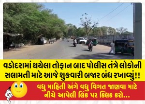 વડોદરામાં થયેલા તોફાન બાદ પોલીસ તંત્રે લોકોની સલામતી માટે આજે શુક્રવારી બજાર બંધ રખાવ્યું!!