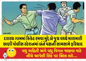 દશરથ ગામમાં ક્રિકેટ રમવા મુદ્દે બે જૂથ વચ્ચે મારામારી છાણી પોલીસ સ્ટેશનમાં બંને પક્ષની સામસામે ફરિયાદ