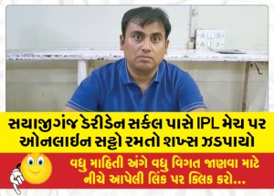 સયાજીગંજ ડેરીડેન સર્કલ પાસે IPL મેચ પર ઓનલાઇન સટ્ટો રમતો શખ્સ ઝડપાયો