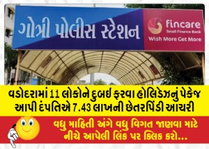 વડોદરામાં 11 લોકોને દુબઇ ફરવા હોલિડેઝનું પેકેજ આપી દપતિએ 7.43 લાખની છેતરપિંડી આચરી