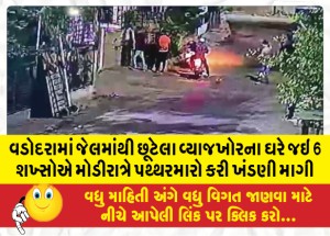 વડોદરામાં જેલમાંથી છૂટેલા વ્યાજખોરના ઘરે જઇ 6 શખ્સોએ મોડીરાત્રે પથ્થરમારો કરી ખંડણી માગી