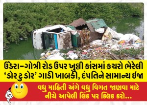 MailVadodara.com - A-door-to-door-vehicle-loaded-with-garbage-overturned-on-Undera-Gotri-road-minor-injuries-to-the-couple