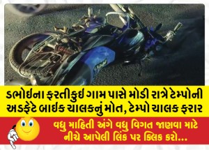 MailVadodara.com - Bike-rider-killed-in-late-night-collision-with-tempo-near-Fartikui-village-in-Dabhoi-tempo-driver-absconding