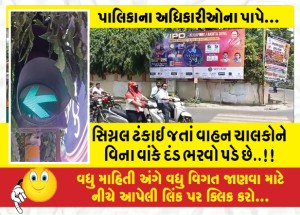 સિગ્નલ ઢંકાઈ જતા વાહન ચાલકોને વિના વાંકે દંડ ભરવો પડે છે..!!