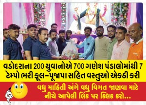 વડોદરાના 200 યુવાનોએ 700 ગણેશ પંડાલોમાંથી 7 ટેમ્પો ભરી ફૂલ-પૂજાપા સહિત વસ્તુઓ એકઠી કરી