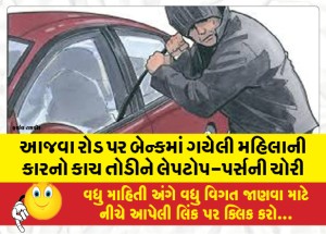 MailVadodara.com - Laptop-purse-stolen-by-breaking-the-glass-of-the-car-of-a-woman-who-went-to-the-bank-on-Ajwa-Road