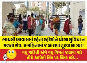 ભાયલી આવાસમાં રહેતા રહીશોને યોગ્ય સુવિધા ન મળતાં રોષ, છ મહિનામાં જ બારણાં તૂટવા લાગ્યાં!