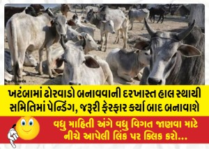 ખટંબામાં ઢોરવાડો બનાવવાની દરખાસ્ત હાલ સ્થાયી સમિતિમાં પેન્ડિંગ, જરૂરી ફેરફાર કર્યા બાદ બનાવાશે