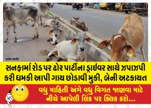 સનફાર્મા રોડ પર ઢોર પાર્ટીના ડ્રાઇવર સાથે ઝપાઝપી કરી ધમકી આપી ગાય છોડાવી મુકી, બેની અટકાયત