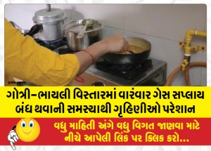 ગોત્રી ભાયલી વિસ્તારમાં  વારંવાર ગેસ સપ્લાય બંધ થવાની સમસ્યાથી ગૃહિણીઓ પરેશાન