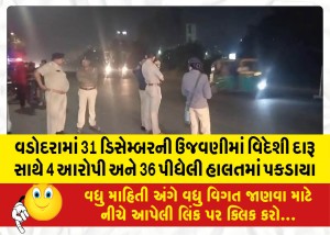 વડોદરામાં 31 ડિસેમ્બરની ઉજવણીમાં વિદેશી દારૂ સાથે 4 આરોપી અને 36 પીધેલી હાલતમાં પકડાયા