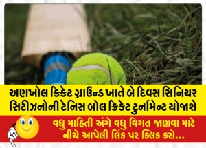 અણખોલ ક્રિકેટ ગ્રાઉન્ડ ખાતે બે દિવસ સિનિયર સિટીઝનોની ટેનિસ બોલ ક્રિકેટ ટુર્નામેન્ટ યોજાશે