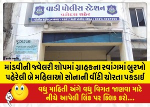 માંડવીની જ્વેલરી શોપમાં ગ્રાહકના સ્વાંગમાં બુરખો પહેરેલી બે મહિલા સોનાની વીંટી ચોરતા પકડાઈ