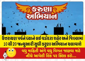 ઉત્તરાયણ પર્વને ધ્યાને લઇ વડોદરા શહેર અને જિલ્લામાં 10 થી 20 જાન્યુઆરી સુધી કરુણા અભિયાન ચલાવાશે