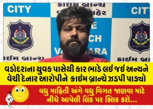 વડોદરાના યુવક પાસેથી કાર ભાડે લઇ જઇ અન્યને વેચી દેનાર આરોપીને  ક્રાઇમ બ્રાન્ચે ઝડપી પાડ્યો