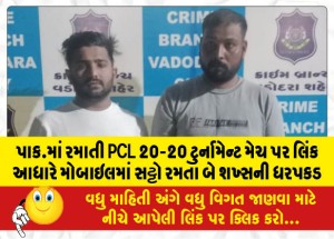 પાક.માં રમાતી PCL 20-20 ટુર્નામેન્ટ મેચ પર લિંક આધારે મોબાઇલમાં સટ્ટો રમતા બે શખ્સની ધરપકડ