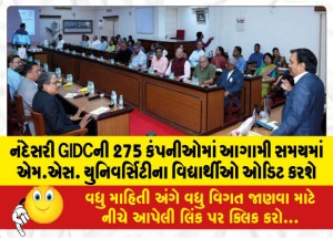 નંદેસરી GIDCની 275 કંપનીઓમાં આગામી સમયમાં એમ.એસ. યુનિવર્સિટીના વિદ્યાર્થીઓ ઓડિટ કરશે