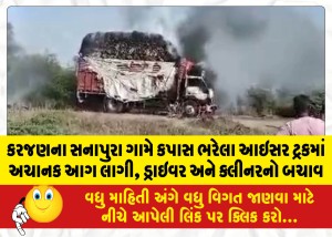 MailVadodara.com - Icer-truck-loaded-with-cotton-suddenly-catches-fire-at-Sanapura-village-in-Karajan-driver-and-cleaner-rescued