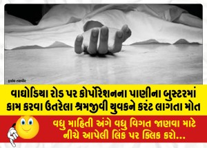 વાઘોડિયા રોડ પર કોર્પોરેશનના પાણીના બુસ્ટરમાં કામ કરવા ઉતરેલા શ્રમજીવી યુવકને કરંટ લાગતા મોત